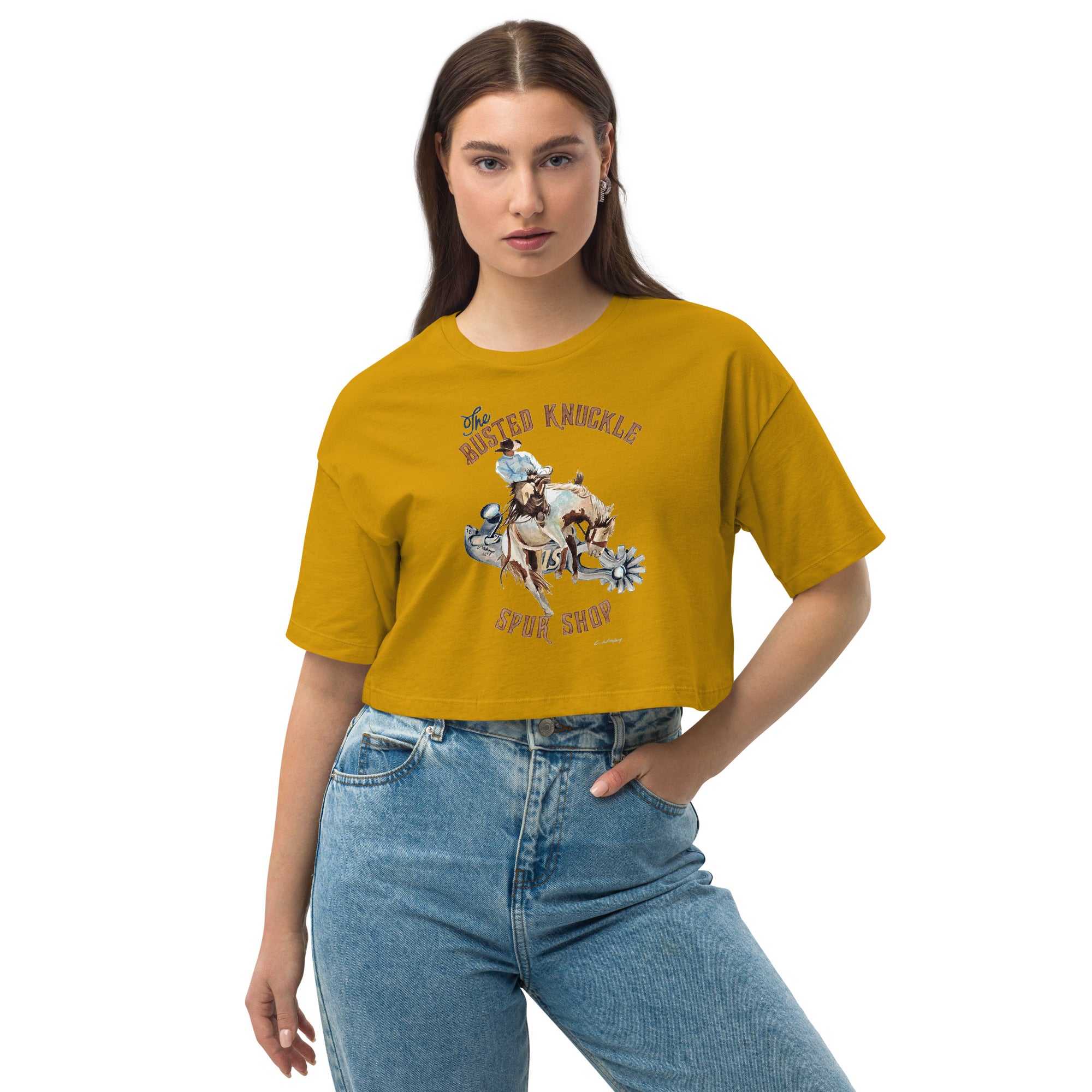 Gathered-bust cropped T-shirt, Twik