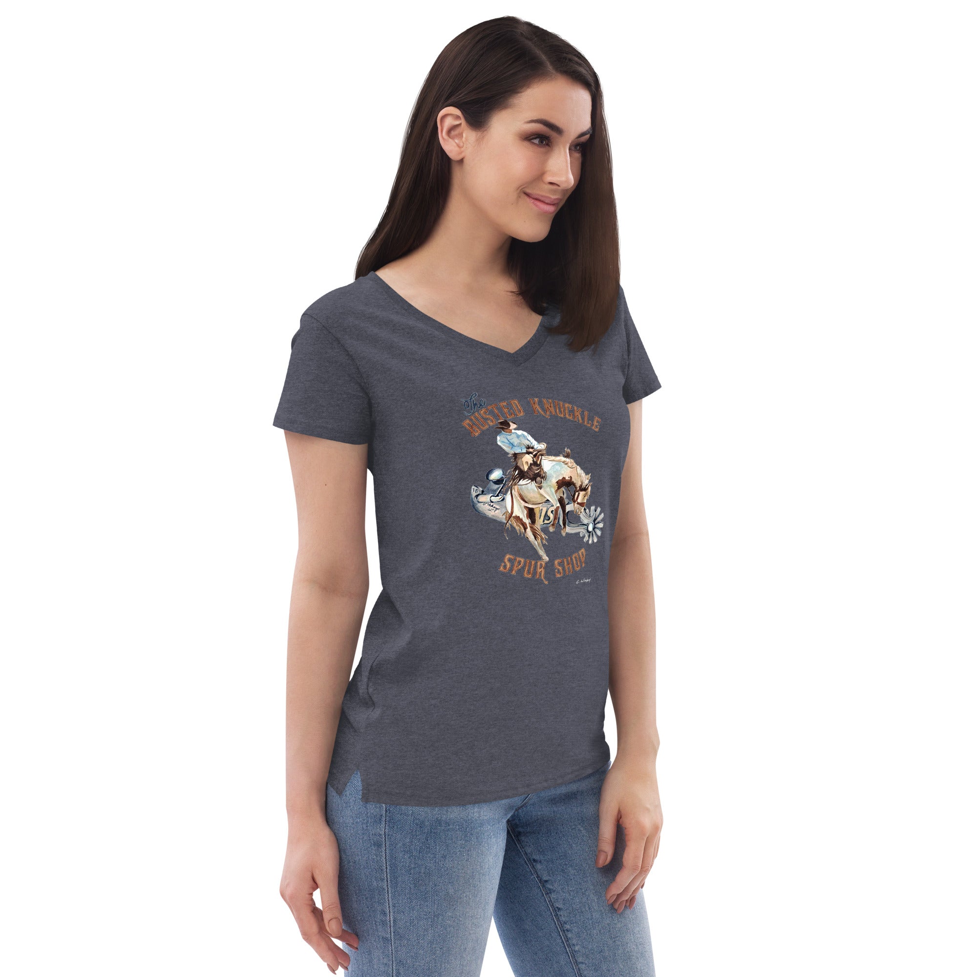 The BKSS Women's Recycled V-neck T-shirt – The Busted Knuckle